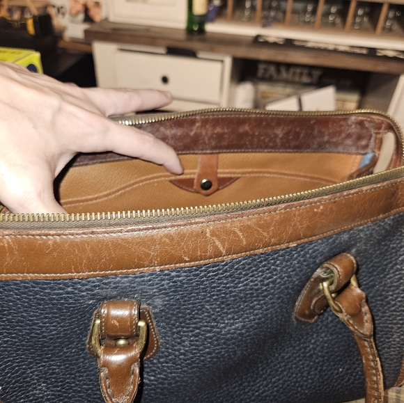 Dooney and Bourke Vintage All Weather Pebbled Leather Satchel Handbag Navy Blue - Picture 10 of 11